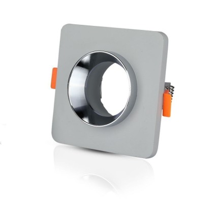 V-TAC Portafaretto LED da Incasso GU10 Corpo in Gesso Quadrato Colore Grigio con Finitura Cromata