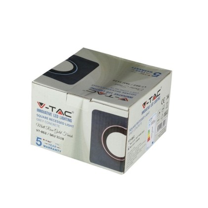 V-TAC Portafaretto LED da Incasso GU10 Corpo in Gesso Quadrato Colore Grigio con Finitura Cromata