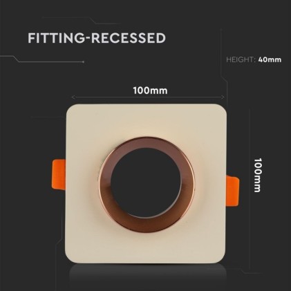 V-TAC Portafaretto LED da Incasso GU10 Corpo in Gesso Quadrato Colore Bianco con Finitura Oro Rosa