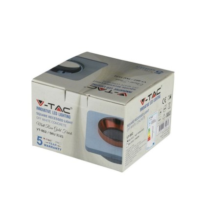 V-TAC Portafaretto LED da Incasso GU10 Corpo in Gesso Quadrato Colore Bianco con Finitura Oro Rosa