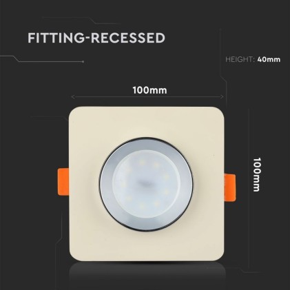 V-TAC Portafaretto LED da Incasso GU10 Corpo in Gesso Quadrato Colore Bianco con Finitura Cromata