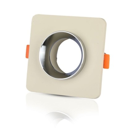 V-TAC Portafaretto LED da Incasso GU10 Corpo in Gesso Quadrato Colore Bianco con Finitura Cromata