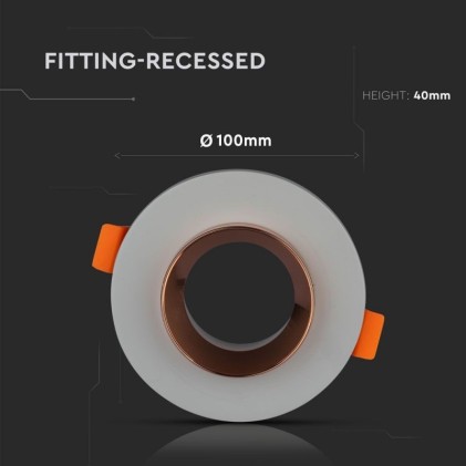 V-TAC Portafaretto LED da Incasso GU10 Corpo in Gesso Rotondo Colore Grigio con Finitura Oro Rosa