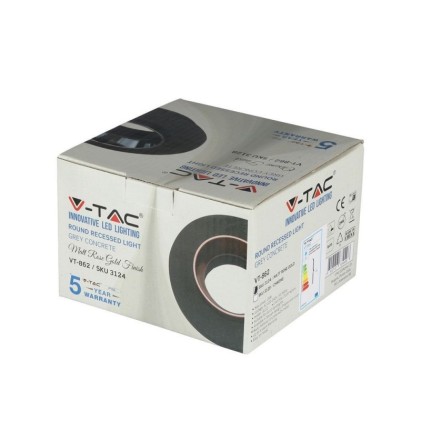 V-TAC Portafaretto LED da Incasso GU10 Corpo in Gesso Rotondo Colore Grigio con Finitura Oro Rosa