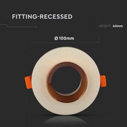 V-TAC Portafaretto LED da Incasso GU10 Corpo in Gesso Rotondo Colore Bianco con Finitura Oro Rosa