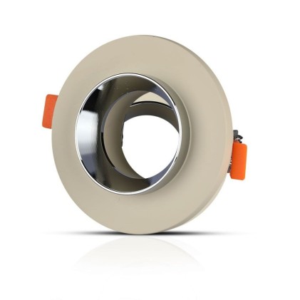 V-TAC Portafaretto LED da Incasso GU10 Corpo in Gesso Rotondo Colore Bianco con Finitura Cromata