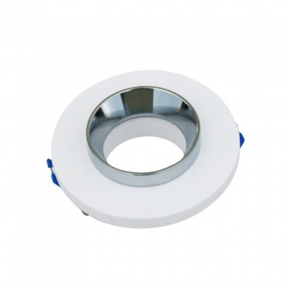 V-TAC Portafaretto LED da Incasso Rotondo GU10 e GU5.3 (MR16) Corpo in Gesso Bianco e Metallo Cromato