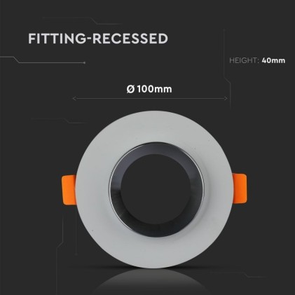 V-TAC Portafaretto LED da Incasso GU10 Corpo in Gesso Rotondo Colore Grigio con Finitura Cromata