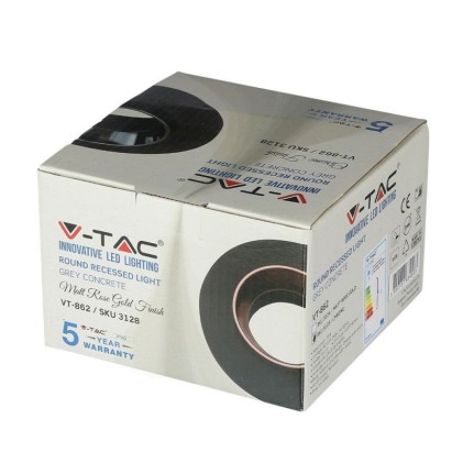 V-TAC Portafaretto LED da Incasso GU10 Corpo in Gesso Rotondo Colore Grigio con Finitura Cromata