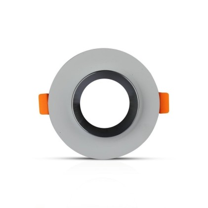 V-TAC Portafaretto LED da Incasso GU10 Corpo in Gesso Rotondo Colore Grigio con Finitura Cromata