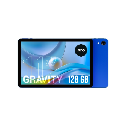Tablet SPC Gravity 6 con schermo IPS da 11", memoria interna da 4 GB e 128 GB, fotocamera da 5 MP, batteria da 6000 mAh, colore blu.