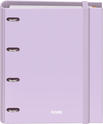 Raccoglitore ad anelli Dohe Serenity a 4 anelli con anelli misti da 35 mm, ricarica da 100 fogli, griglia da 5 mm - Formato A4 - Chiusura elastica - Include 4 divisori e busta in polipropilene - Viola