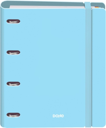Raccoglitore ad anelli Dohe Serenity Polyfoam a 4 anelli, formato misto, 35 mm, ricarica A4, 100 fogli, griglia da 5 mm, copertina in Polyfoam da 2 mm, chiusura elastica, include 4 divisori e busta in polipropilene, blu.