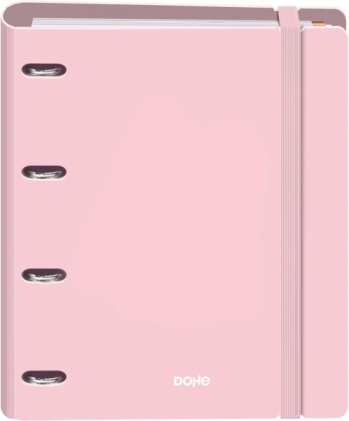 Dohe Serenity Raccoglitore ad anelli in schiuma di polietilene, formato misto, 35 mm, ricarica A4, 100 fogli, griglia da 5 mm, copertina in schiuma di polietilene da 2 mm, chiusura elastica, include 4 divisori e busta in polipropilene, rosa.