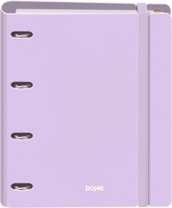 Dohe Serenity Polyfoam Raccoglitore ad anelli a 4 anelli, formato misto, 35 mm, ricarica A4, 100 fogli, griglia da 5 mm, copertina in Polyfoam da 2 mm, chiusura elastica, include 4 divisori e busta in polipropilene, viola
