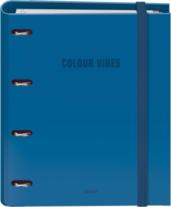 Dohe Colour Vibes - Raccoglitore ad anelli a 4 anelli misti, 35 mm, ricarica 100 fogli, griglia 5 mm - Formato A4 - Chiusura elastica - Include 4 divisori e busta in polipropilene - Colore blu