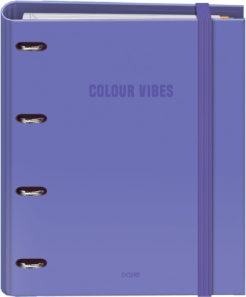 Raccoglitore ad anelli Dohe Colour Vibes, fogli misti da 35 mm, ricarica da 100 fogli, griglia da 5 mm - Formato A4 - Chiusura elastica - Include 4 divisori e busta in polipropilene - Viola