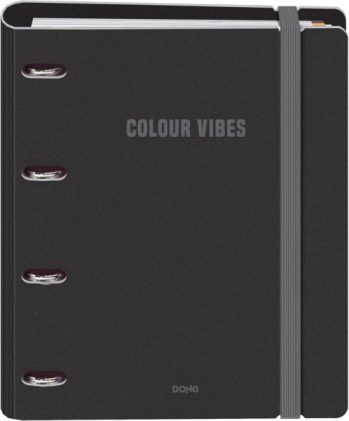 Dohe Color Vibes Polyfoam Carpeta de 4 Anillas Mixtas de 35mm A4 Recambio 100 Hojas Cuadricula 5mm - Cubierta de Polyfoam 2mm - Cierre con Goma - Incluye 4 Separadores y Sobre de Polipropileno - Color Negro
