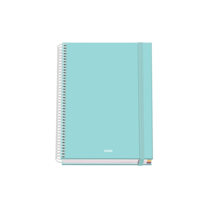 Quaderno a spirale Dohe Serenity A5 100 fogli griglia 5 mm - Copertina rigida stampata a colori e plastificata lucida - Fasce colorate - Chiusura in gomma - Verde