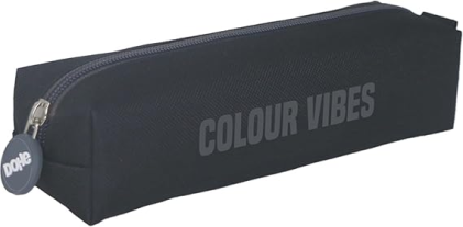 Astuccio quadrato Dohe Colour Vibes - Chiusura con cerniera e tiretto in gomma - Nero