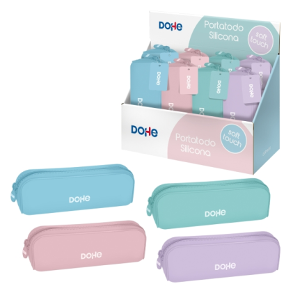 Dohe Serenity - Espositore con 8 semplici astucci in silicone - Chiusura con cerniera e tiretto in gomma - Colori assortiti