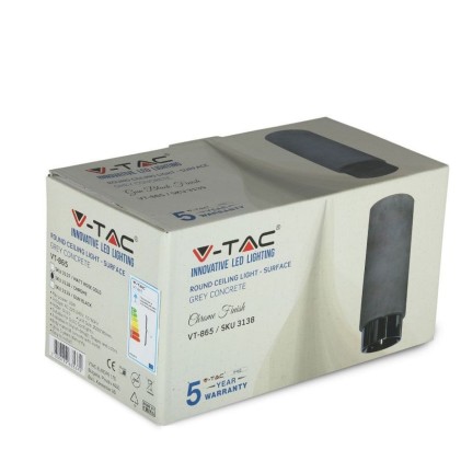 V-TAC Portafaretto LED Montaggio a Plafone Rotondo GU10 e GU5.3 (MR16) Corpo in Gesso e Calcestruzzo Grigio e Metallo Cromato