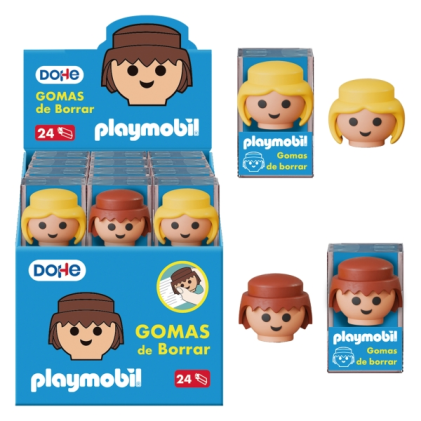 Espositore Playmobil Dohe da 24 gomme - Realizzate in PVC - A forma di personaggi Playmobil
