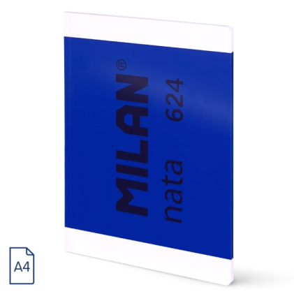 Quaderno incollato Milan Nata 624 Formato A4 Griglia 5x5mm - 48 fogli da 95 g/m2 - Microperforato - Colore Blu
