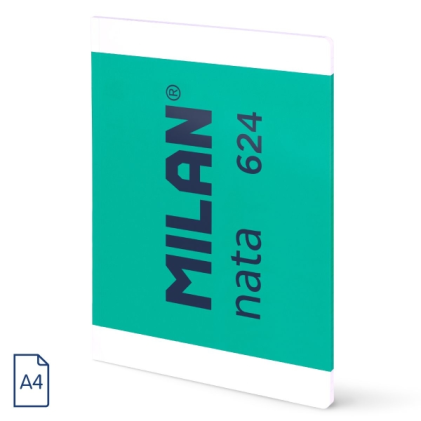 Quaderno Milan Nata 624 Incollato Formato A4 Rigato 7mm - 48 Fogli da 95 g/m2 - Microperforato - Colore Verde