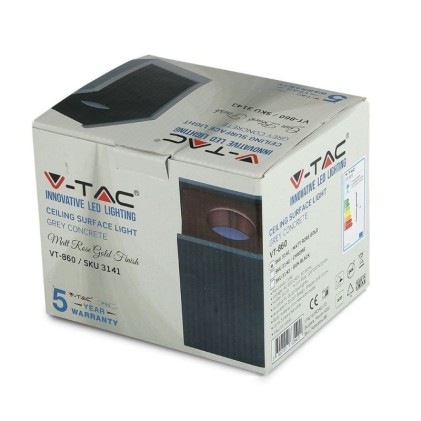 V-TAC Portafaretto LED GU10 Corpo in Gesso a Cubo Grigio Finitura Oro Rosa