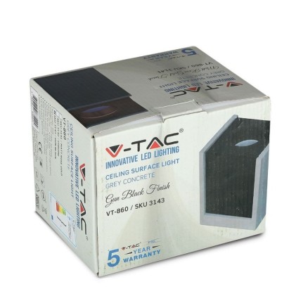V-TAC Portafaretto LED GU10 Corpo in Gesso a Cubo Grigio Finitura Nera