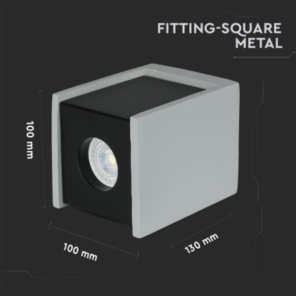 V-TAC Portafaretto LED GU10 Corpo in Gesso a Cubo Grigio Finitura Nera