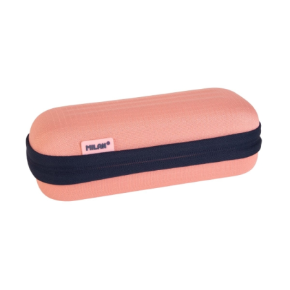 Astuccio ovale semirigido 430 della collezione Milan - Scomparto interno in rete - Tessuto resistente a strappi e strappi - Rosa