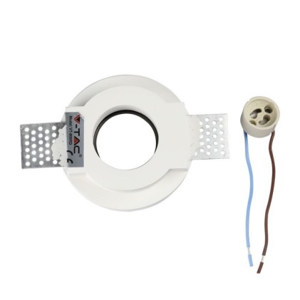 V-TAC Portafaretto LED da Incasso Rotondo GU10 e GU5.3 (MR16) Corpo in Gesso Bianco e Metallo Cromato