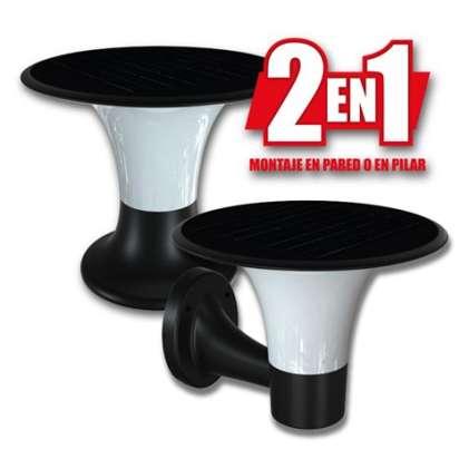 Lanterna solare a LED Elbat Pro Series - 15 W - 6000 K/3000 K - 2200 lumen - Sensore - Montaggio a parete o su pilastro - Nero