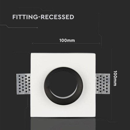 V-TAC Portafaretto LED da Incasso Quadrato GU10 e GU5.3 (MR16) Corpo in Gesso Bianco e Metallo Cromato