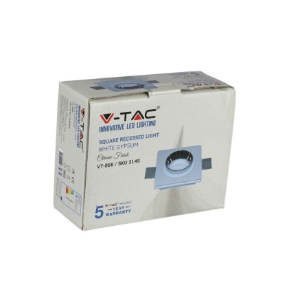 V-TAC Portafaretto LED da Incasso Quadrato GU10 e GU5.3 (MR16) Corpo in Gesso Bianco e Metallo Cromato