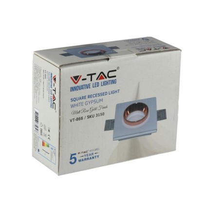 V-TAC Portafaretto LED da Incasso Quadrato GU10 e GU5.3 (MR16) Corpo in Gesso Bianco e Metallo Rosa Dorato