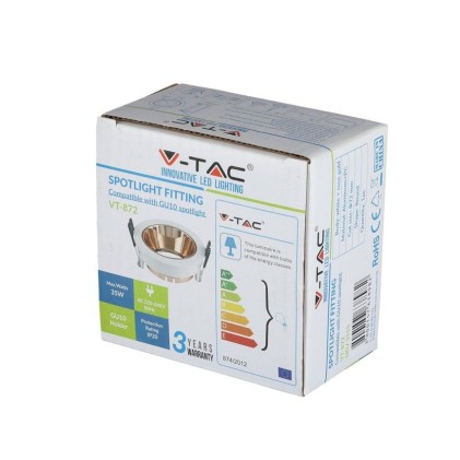 V-TAC Portafaretto LED da Incasso GU10 Rotondo Colore Bianco con Supporto Orientabile Oro Rosa