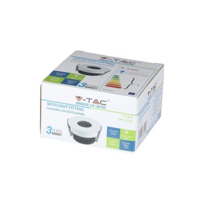 V-TAC Portafaretto LED da Incasso GU10 Rotondo Colore Bianco con Interno Nero