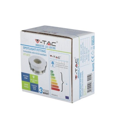 V-TAC Portafaretto LED da Incasso GU10 Rotondo Colore Bianco con Interno Oro