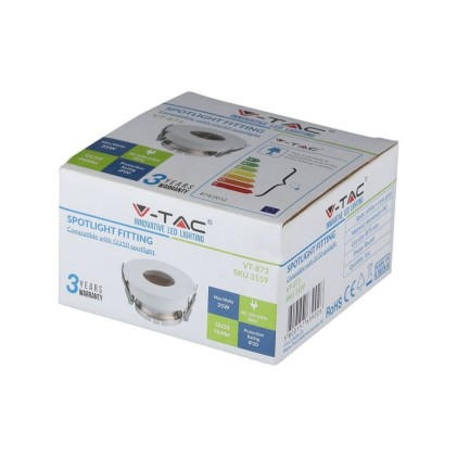 V-TAC Portafaretto LED da Incasso GU10 Rotondo Colore Bianco con Interno Oro Rosa