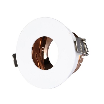 V-TAC Portafaretto LED da Incasso GU10 Rotondo Colore Bianco con Interno Oro Rosa