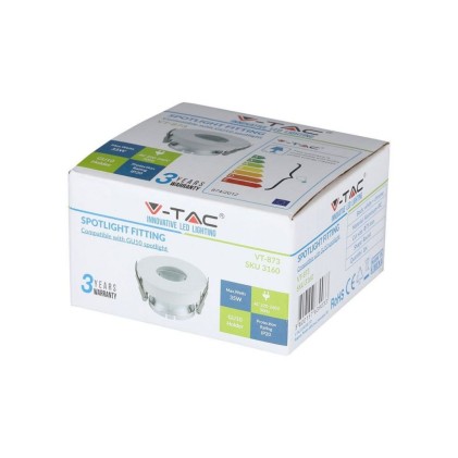 V-TAC Portafaretto LED da Incasso GU10 Rotondo Colore Bianco con Interno Cromato
