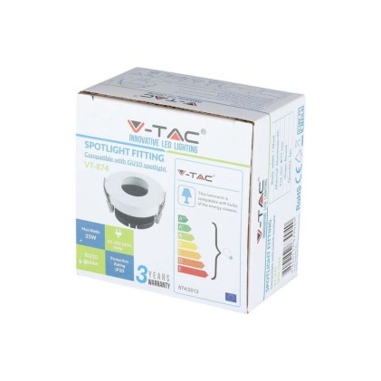 V-TAC Portafaretto LED da Incasso GU10 Rotondo Orientabile con Foro Ovale Colore Bianco con Interno Nero