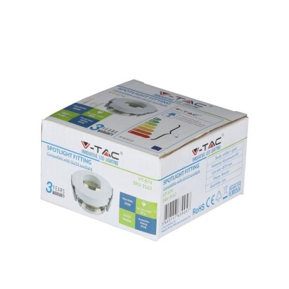 V-TAC Portafaretto LED da Incasso GU10 Rotondo Orientabile con Foro Ovale Colore Bianco con Interno Oro