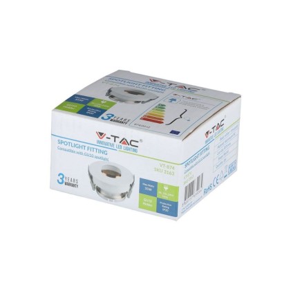 V-TAC Portafaretto LED da Incasso GU10 Rotondo Orientabile con Foro Ovale Colore Bianco con Interno Oro Rosa