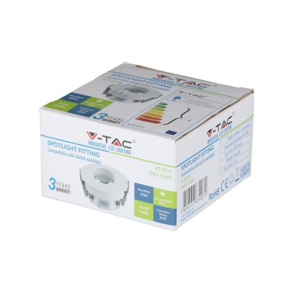 V-TAC Portafaretto LED da Incasso GU10 Rotondo Orientabile con Foro Ovale Colore Bianco con Interno Cromato