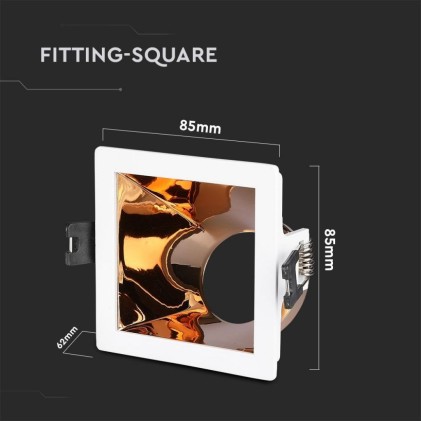 V-TAC Portafaretto LED da Incasso GU10 Quadrato Colore Bianco con Supporto Inclinato Oro Rosa