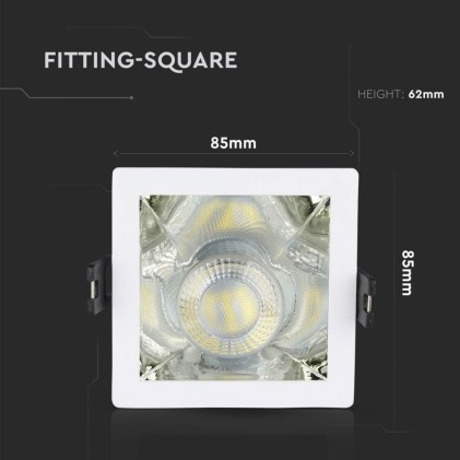 V-TAC Portafaretto LED da Incasso GU10 Quadrato Colore Bianco con Supporto Inclinato Cromato